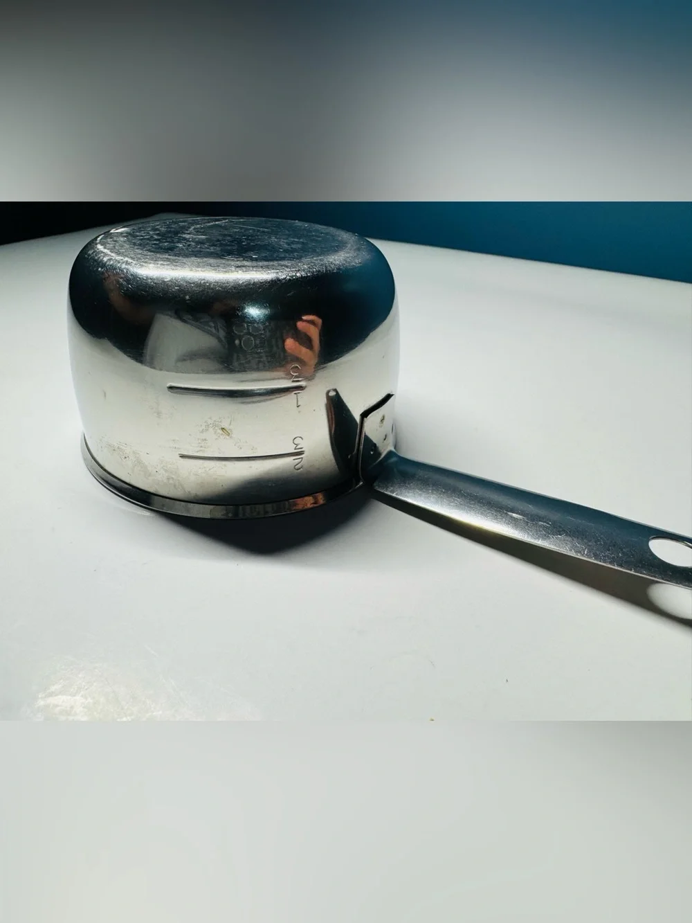 Foley Block Font 1 Cup 250ml Stainless Steel Measure Vintage with Side Markings